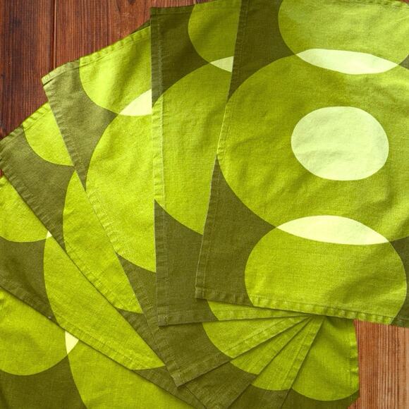 Vintage 1999 IKEA GITTAN Placemats Set of 6 Green Cotton Discontinued Mod MCM - Picture 1 of 8